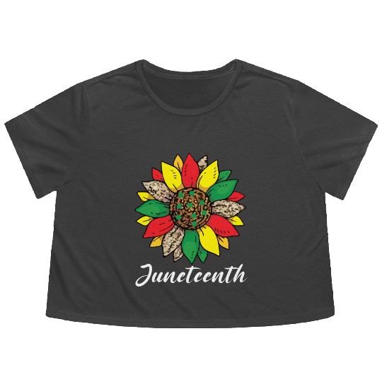Juneteenth sunflower , African American holiday Flowy Cropped Tees