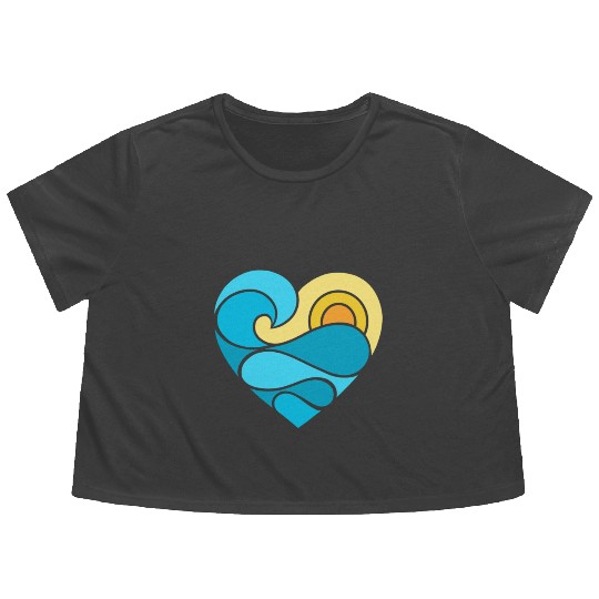 Summer Heart Ocean Flowy Cropped Tees