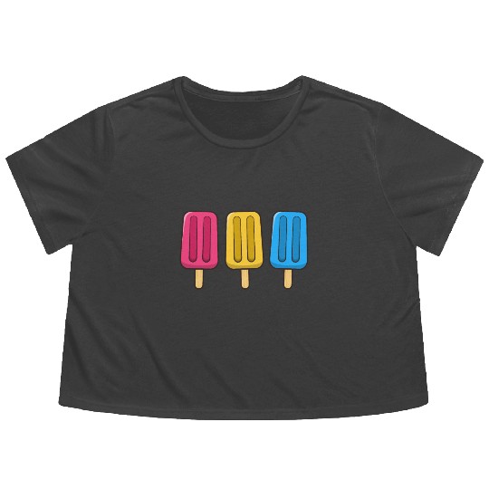 Pansexual Popsicles 4th of July Pan Subtle Pride Flowy Cropped Tees