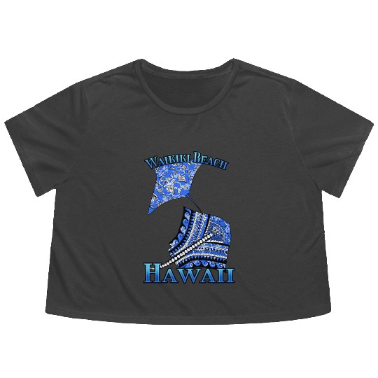 Waikiki Beach Vacation Tribal Stingrays Flowy Cropped Tees