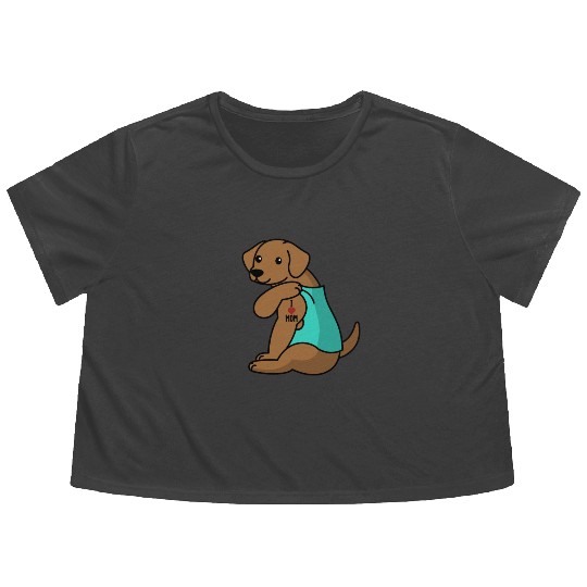I Love Mom Tattoo Vizsla Flowy Cropped Tees