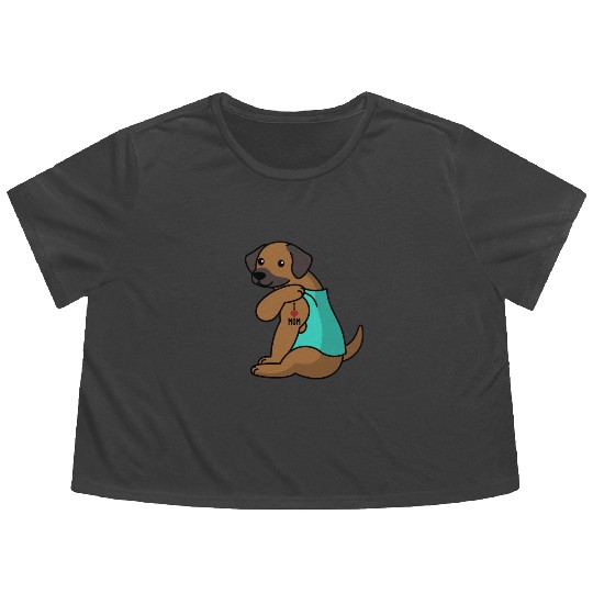 I Love Mom Tattoo Rhodesian Ridgeback Flowy Cropped Tees