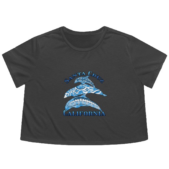 Santa Cruz California Vacation Tribal Dolphins Flowy Cropped Tees