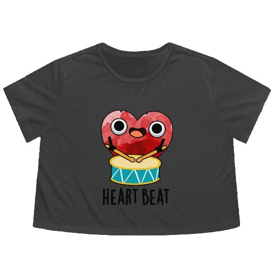 Heart Beat Funny Heart Drummer Pun Flowy Cropped Tees