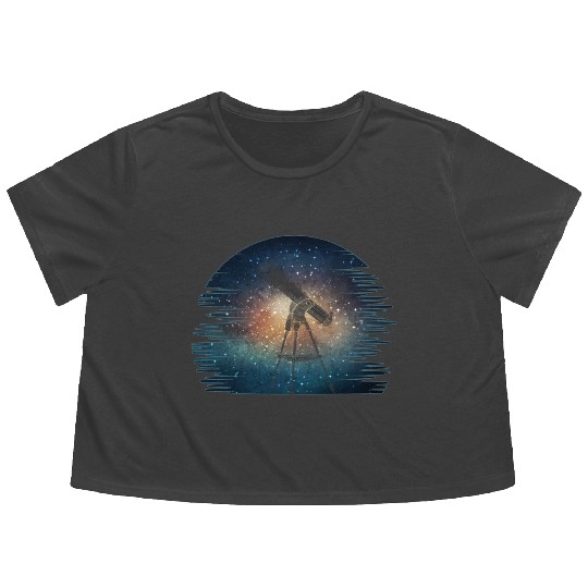 Telescope Solar System Stars Galaxy Astronomer Flowy Cropped Tees