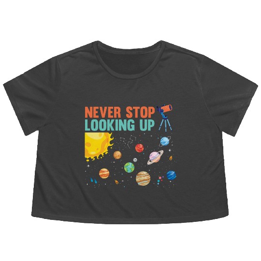 Telescope Solar System Planets Astronomer Flowy Cropped Tees