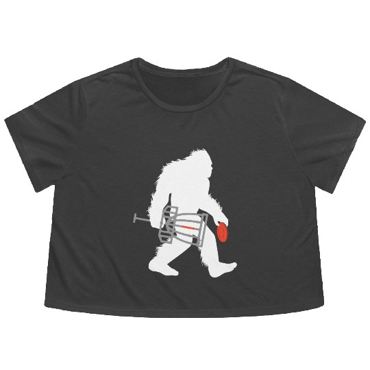 Bigfoot Disc Golf Cryptid Sasquatch Disc Golfer Flowy Cropped Tees