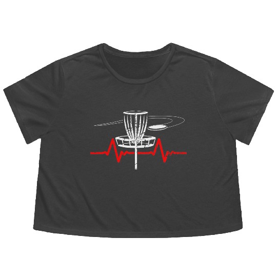 Disc Golf Heartbeat Ultimate Frisbee Sports Flowy Cropped Tees