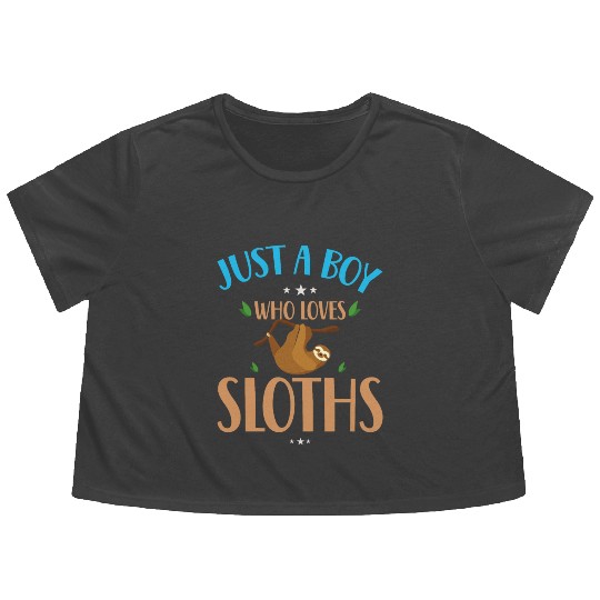 Sloth Sloths, Boy, Trees Flowy Cropped Tees