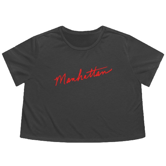 Manhattan handwritten red New York City Flowy Cropped Tees