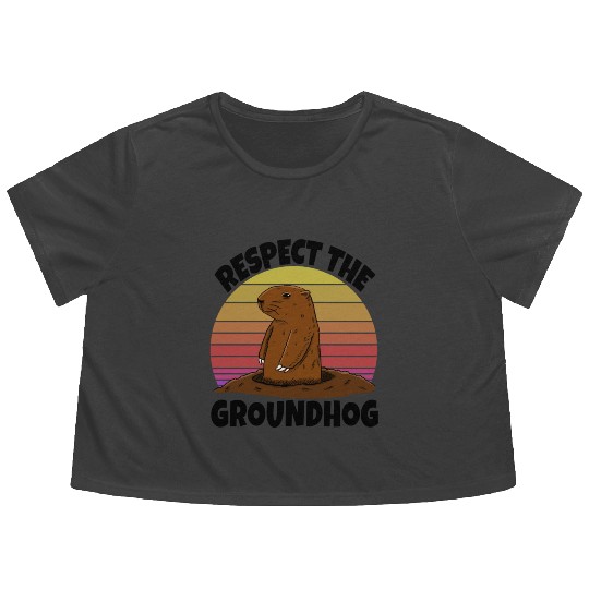 Respect The Groundhog Flowy Cropped Tees
