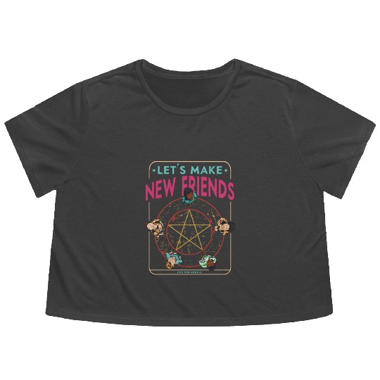 Let's Make New Friends, Retro Occult Wiccan Flowy Cropped Tees