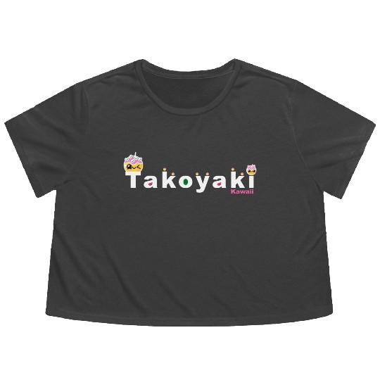 Kawaii Takoyaki Cute Japanese Food Vintage Design Flowy Cropped Tees