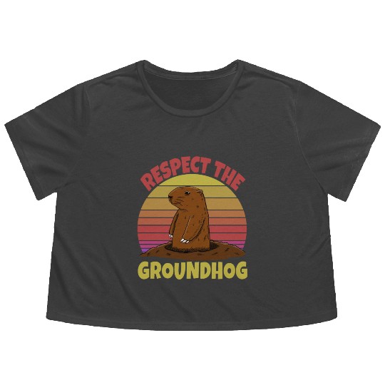 Respect The Groundhog Flowy Cropped Tees