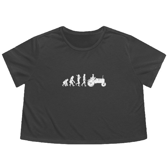 Farmer Evolution Gift Tractor Tractor Flowy Cropped Tees
