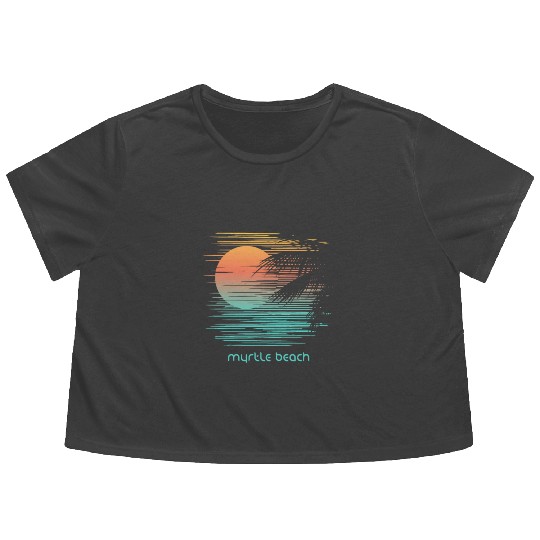 Artistic Myrtle Beach South Carolina Palm Tree Flowy Cropped Tees
