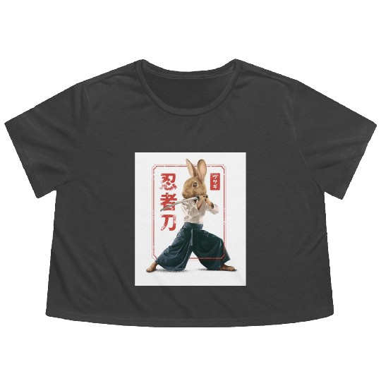 Rabbit with katana Rabbit with katana gift inspira Flowy Cropped Tees