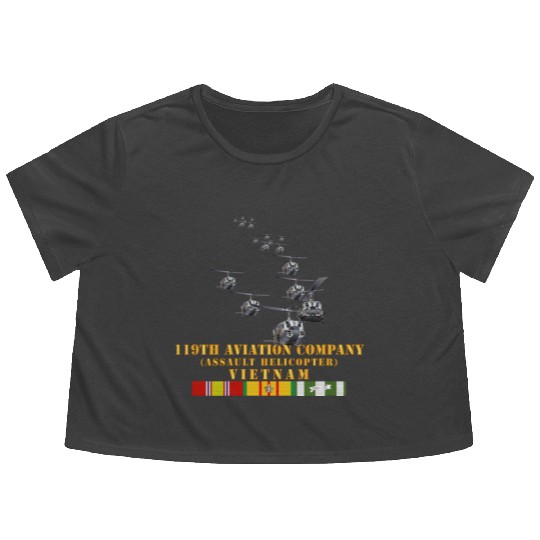 Army 119th Aviation Company Assault Helicopter w V Flowy Cropped Tees