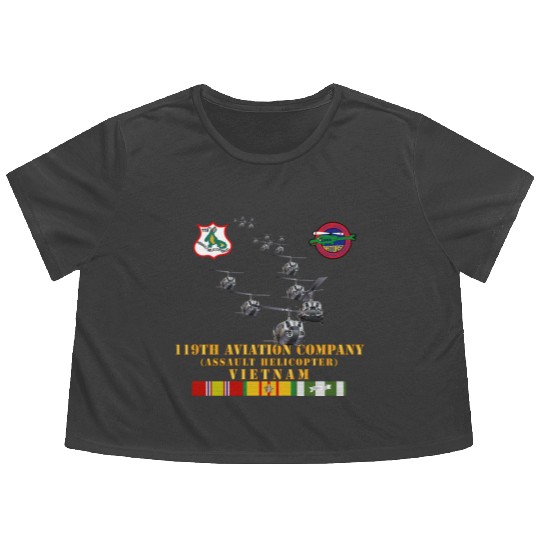 Army 119th Aviation Company Assault Helicopter w S Flowy Cropped Tees