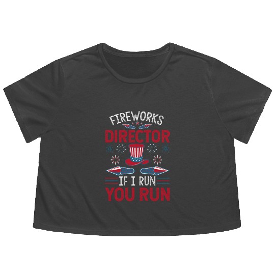 Funny 4th Of July Independence Day Fireworks Gifts Flowy Cropped Tees