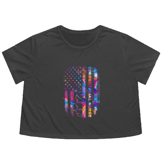 correctional nurse - US flag Flowy Cropped Tees