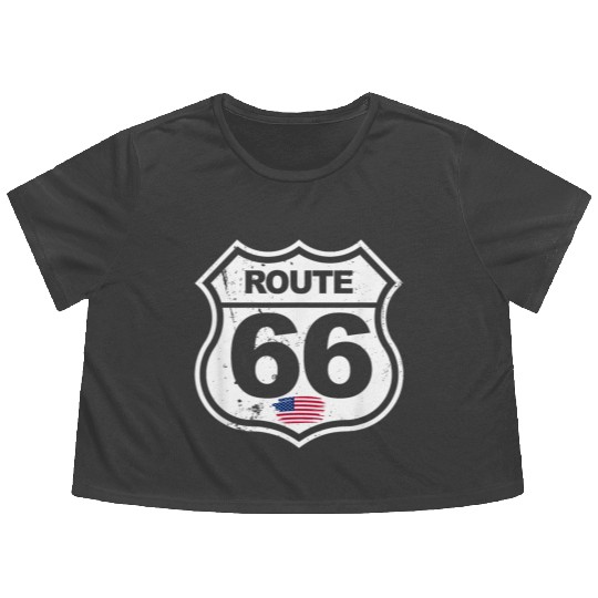 Vintage Route 66 retro style Flowy Cropped Tees