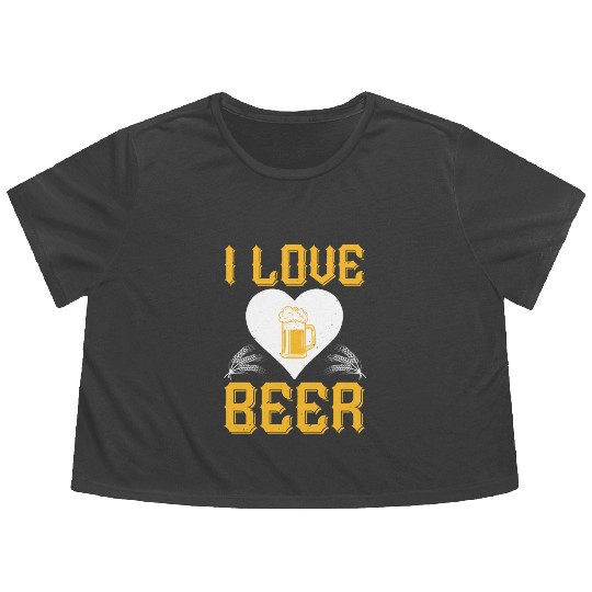 I love beer Flowy Cropped Tees