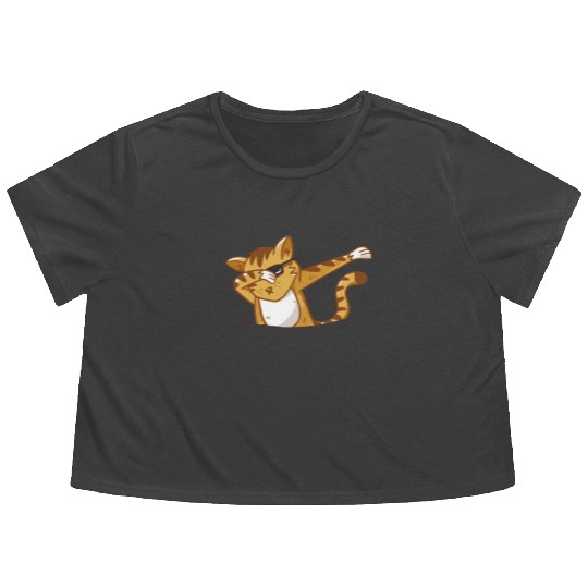 Pocket Cat Flowy Cropped Tees