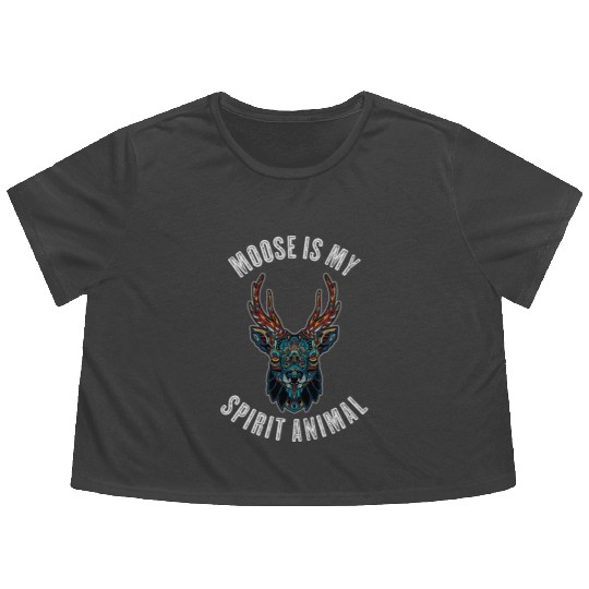 Moose Is My Spirit Animal Funny Moose Gift Flowy Cropped Tees