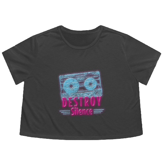 Retro Disco Nerd Old School Flowy Cropped Tees