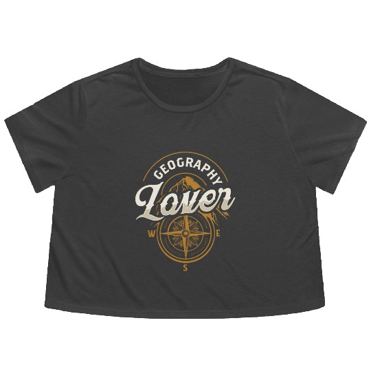 Geography Lover Geographer Student Geographic Flowy Cropped Tees