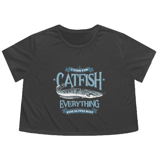 Catfish Hunting Funny Fishing Quote Vintage Flowy Cropped Tees