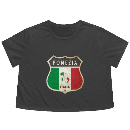 Pomezia Italy coat of arms flags design Flowy Cropped Tees