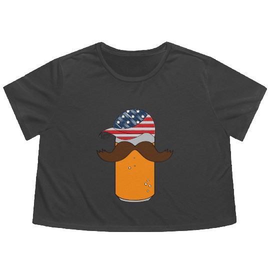 funny patriotic mullet beer 4th of july summer Flowy Cropped Tees