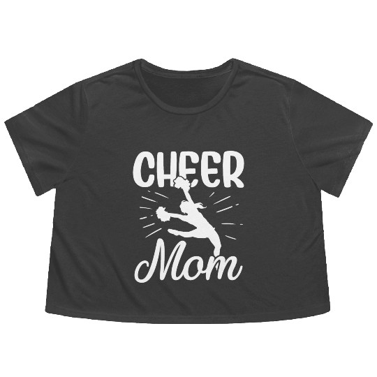 Womens Cheer Mom Gymnastics Cheerleading Mom Squad Flowy Cropped Tees