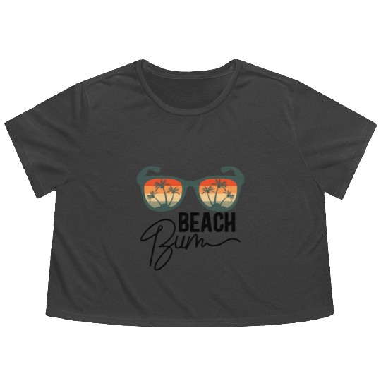 Beach B Vintage Sunset Sunglasses Palm Trees Flowy Cropped Tees