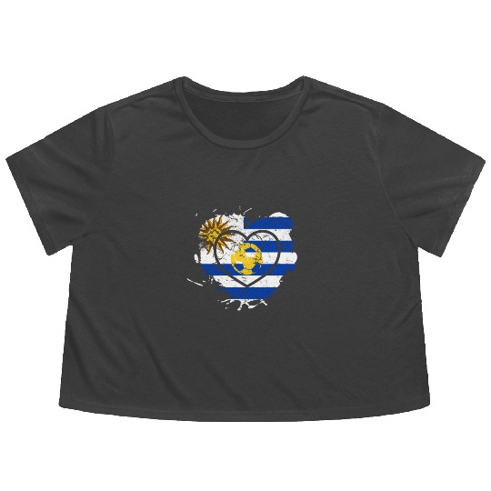 I Love Uruguay, I Love Football Flowy Cropped Tees
