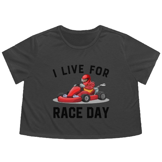 I Live For Race Day Flowy Cropped Tees