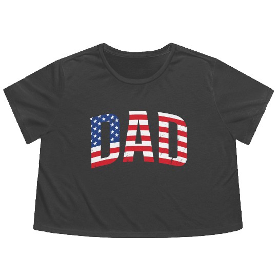 Patriotic Dad Vintage USA flag 4th of July Flowy Cropped Tees