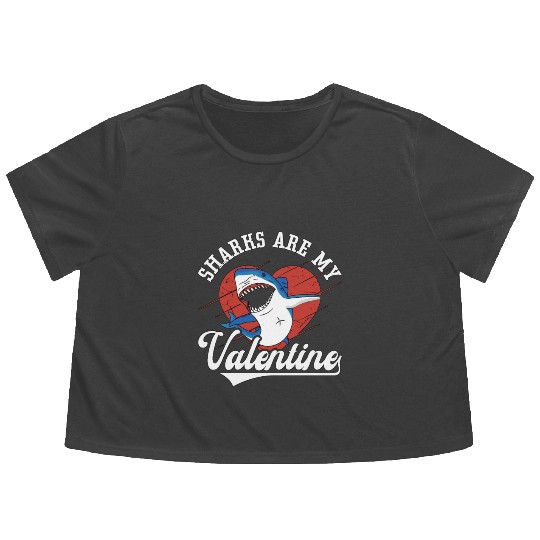Sharks Are My Valentine Freediving Dive Freediver Flowy Cropped Tees