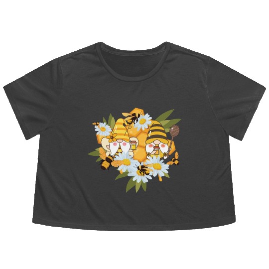 Gardening Gnome Daisy Bees Gnomes Flowers Flowy Cropped Tees