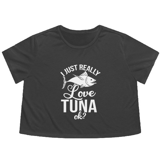 Red Tuna Fish Bluefin Fishing Salad Flowy Cropped Tees