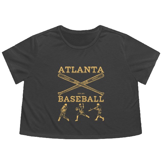 Vintage Atlanta Baseball est 01 Flowy Cropped Tees