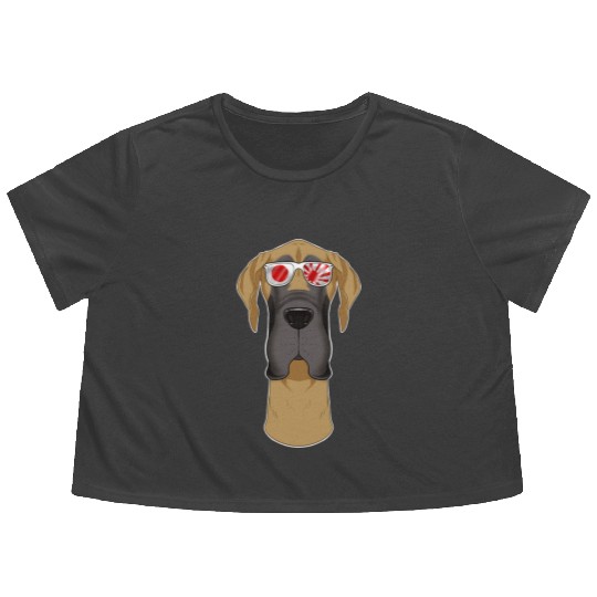 Great Dane Japan Sunglasses I Japanese Flag Flowy Cropped Tees