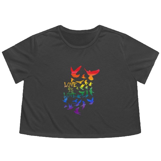love is love, doves, dove, graffit,colorful Flowy Cropped Tees