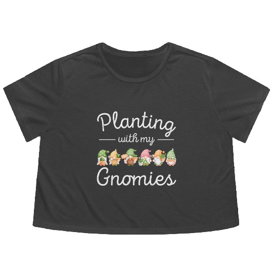 Planting Gnomes Succulent Gardening Gnome Cactus Flowy Cropped Tees