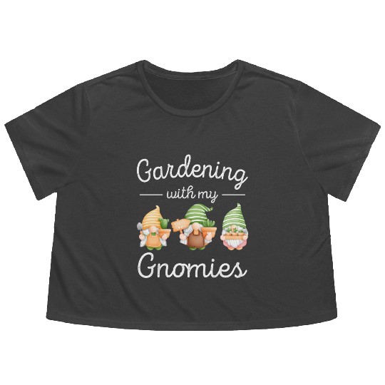 Gnomes Succulent Gardening Gnome Cactus Owner Flowy Cropped Tees