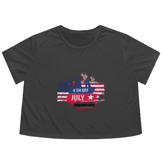 Independence Day, US Happy Independence Day 4th. Flowy Cropped Tees
