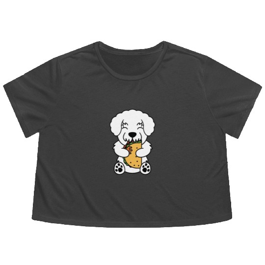 Bichon Frise Taco Lover Flowy Cropped Tees