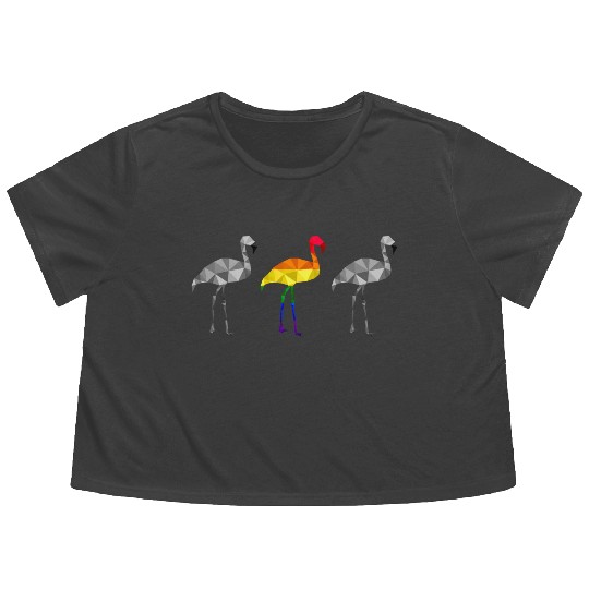 Flamingo LGBTQ Gay Pride Rainbow Flag Different Flowy Cropped Tees